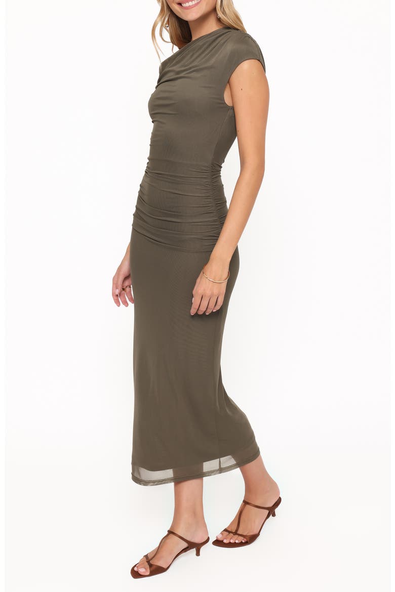 Abbie Ruched One-Shoulder Maxi Dress, Alternate, color, OLIVE