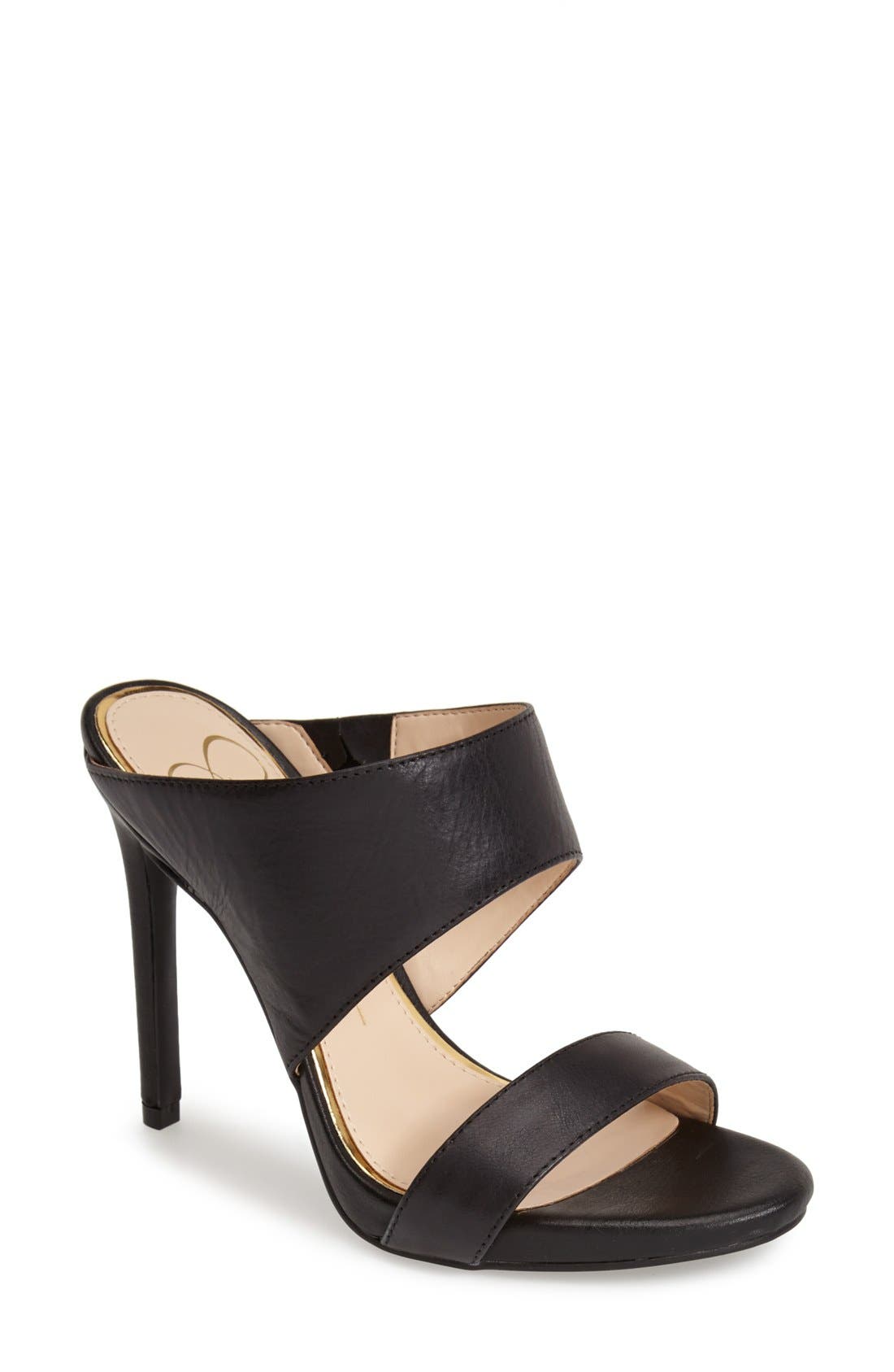 'Romy' Leather Platform Mule, Main, color, BLACK