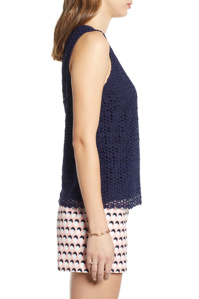 Eyelet Sleeveless Top, Alternate, color, NAVY PEACOAT