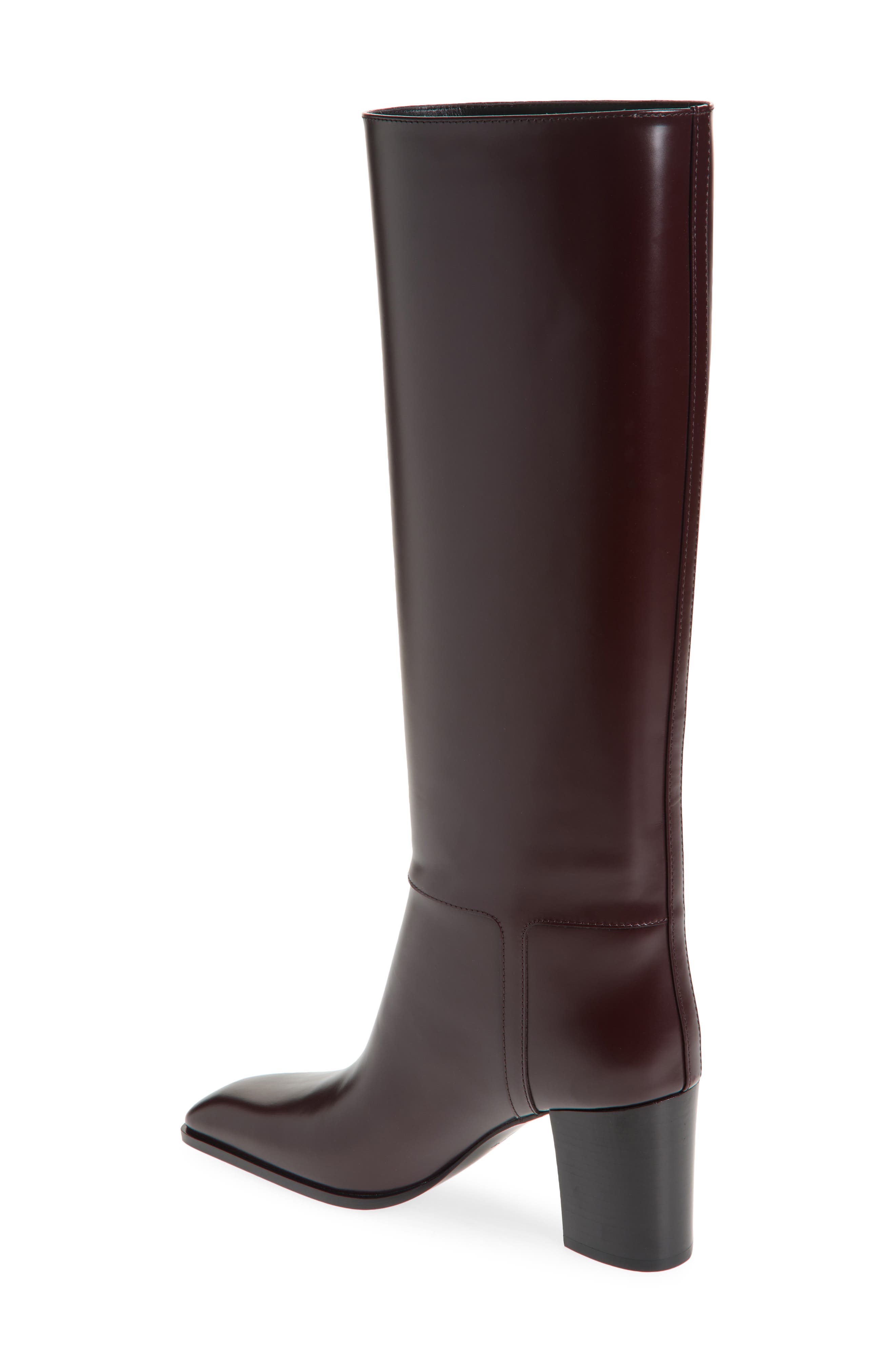 Saint Laurent Julia Tall Boot, Alternate, color, Wine