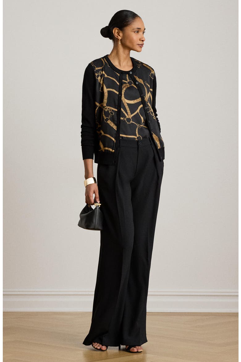 Belt Print Cardigan, Alternate, color, BLACK/ MULTI