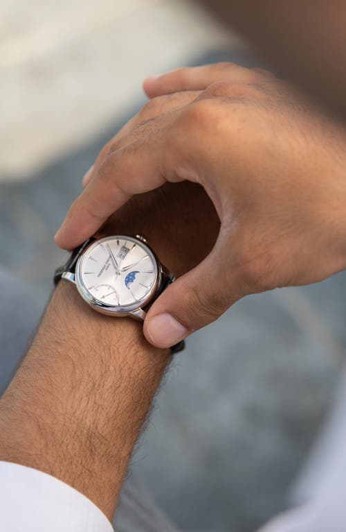 Frederique Constant Classic Manufacture Power Reserve Big Date Automatic Leather Strap Watch, 40mm