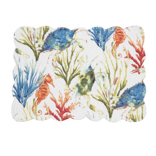 C & F Home C&f Home Marino Quilted Reversible Colorful Coastal Placemats Set Of 6 In Blue