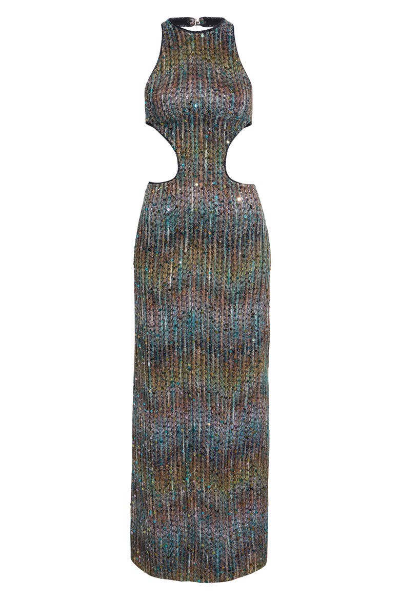 Metallic Cutout Dress, Alternate, color, MULTI BROWN BLUE WHITE