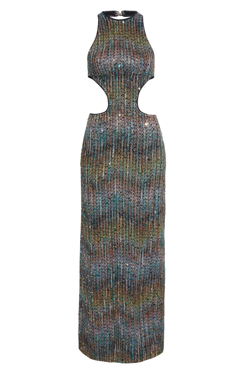 Missoni Metallic Cutout Dress, Alternate, color, Multi Brown Blue White