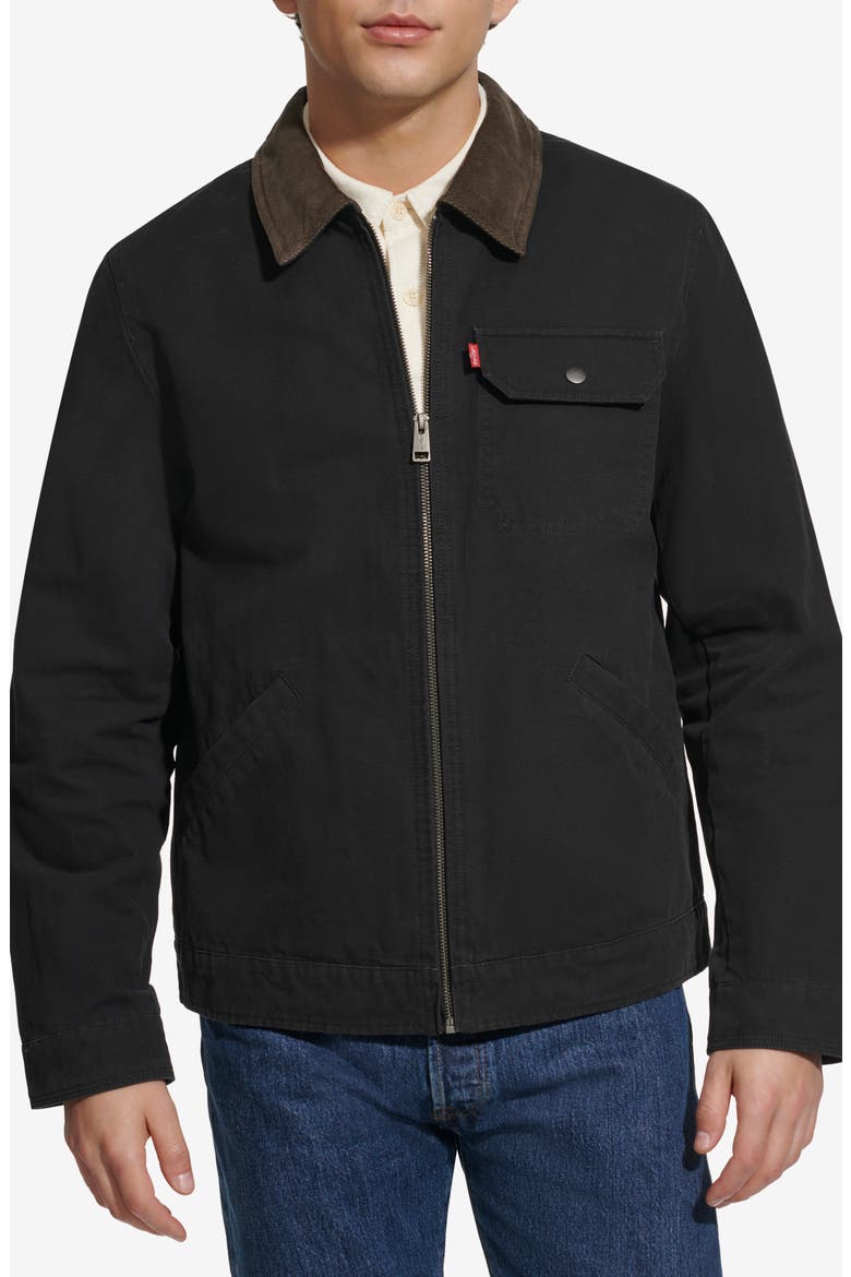 Lightweight Cotton Twill Utility Jacket, Main, color, BLACK