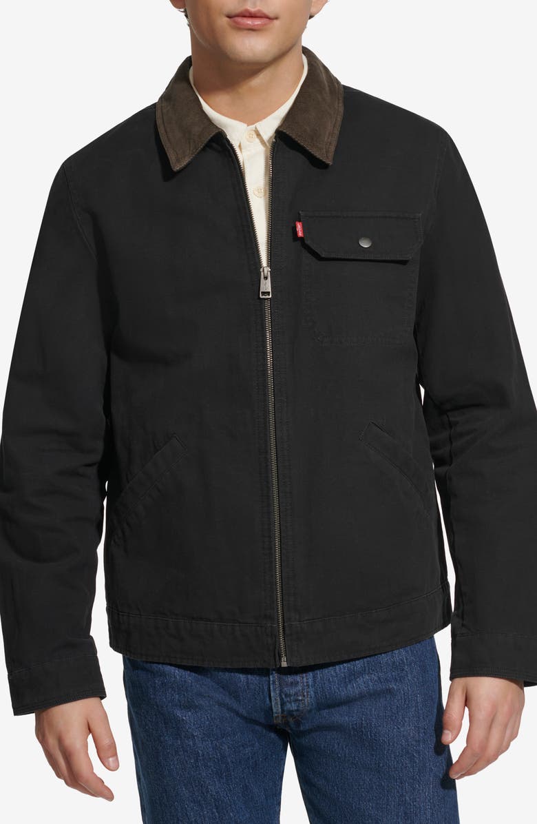 Levi's<sup>®</sup> Lightweight Cotton Twill Utility Jacket, Main, color, Black