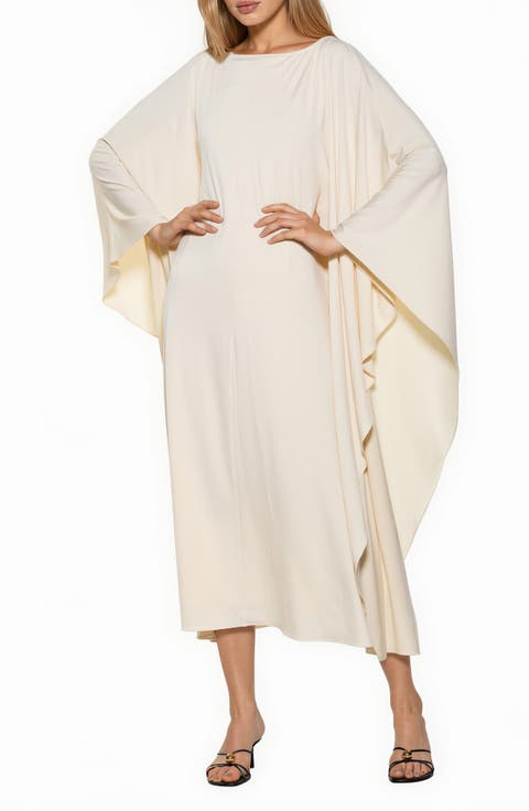 Vionne Cape Sleeve Draped Maxi Dress