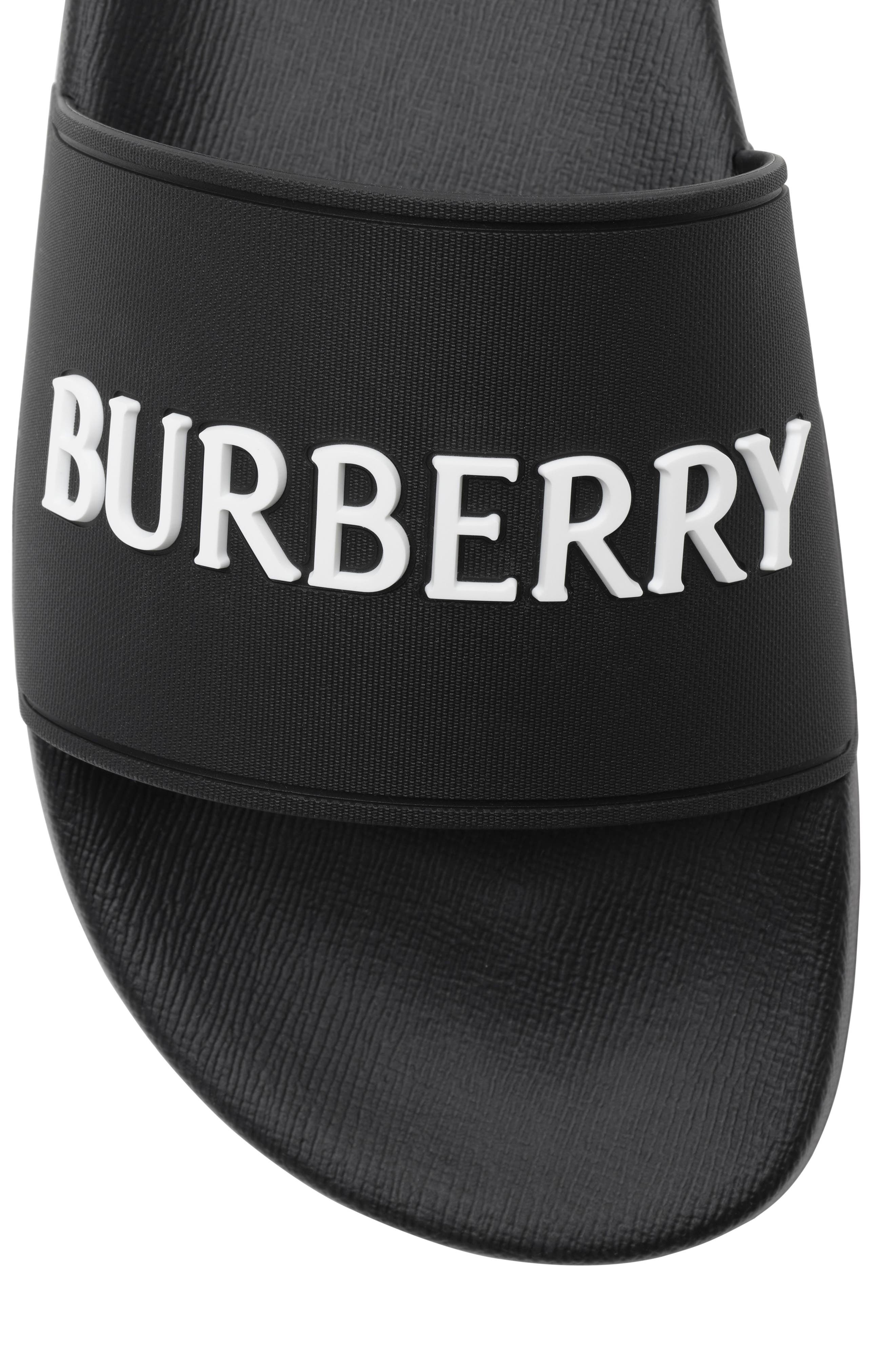 Burberry Furley Slide Sandal, Alternate, color, Black/ White