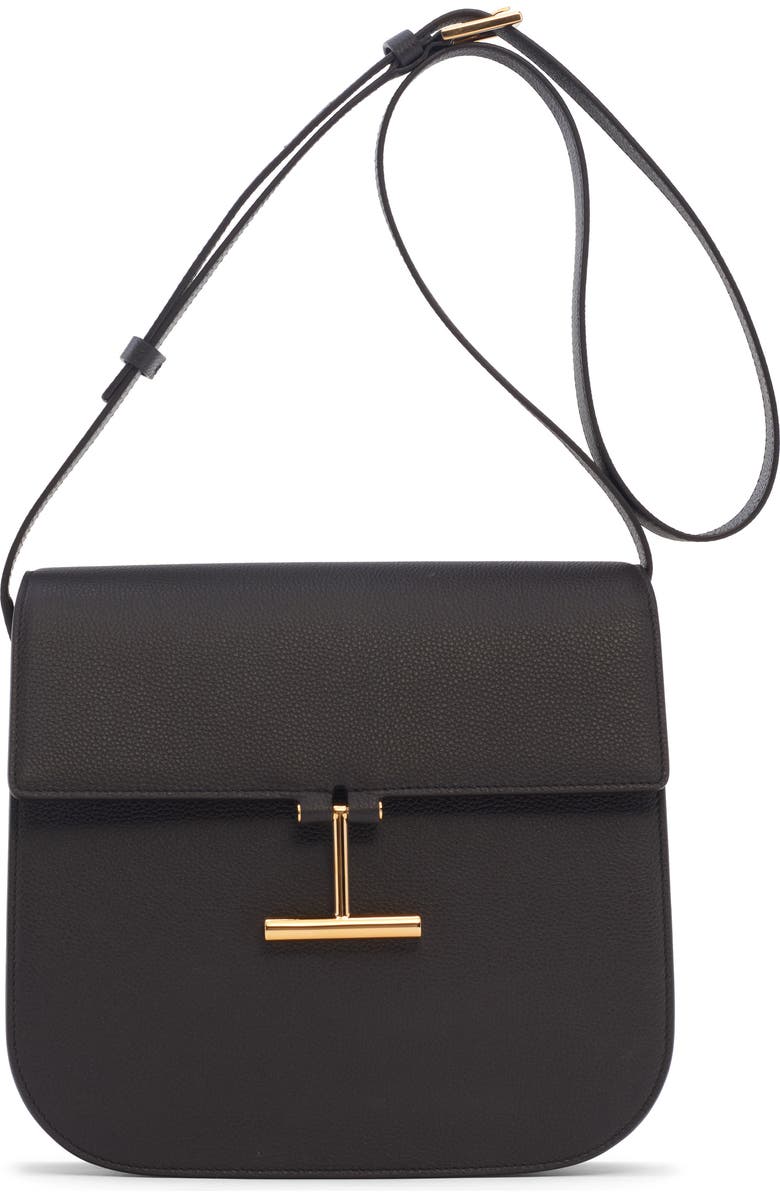 TOM FORD Mini Tara Grained Leather Crossbody Bag, Main, color, Espresso