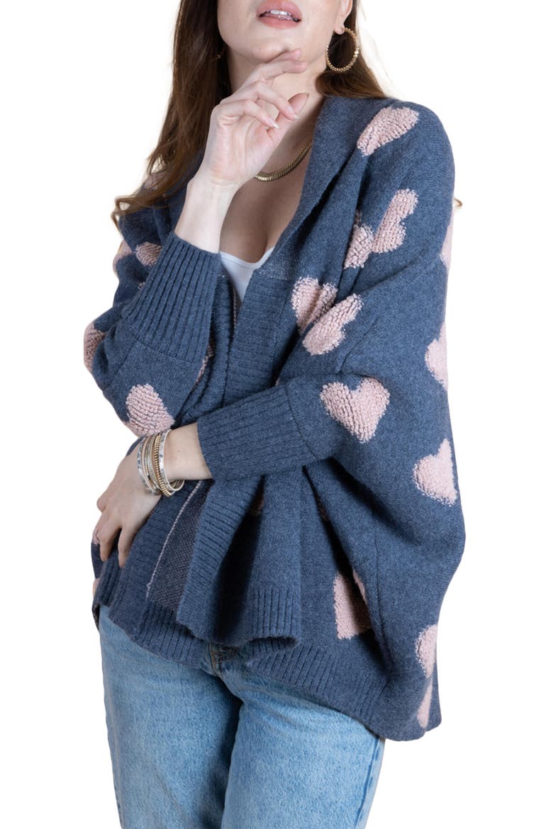 Textured Heart Cardigan, Main, color, DENIM