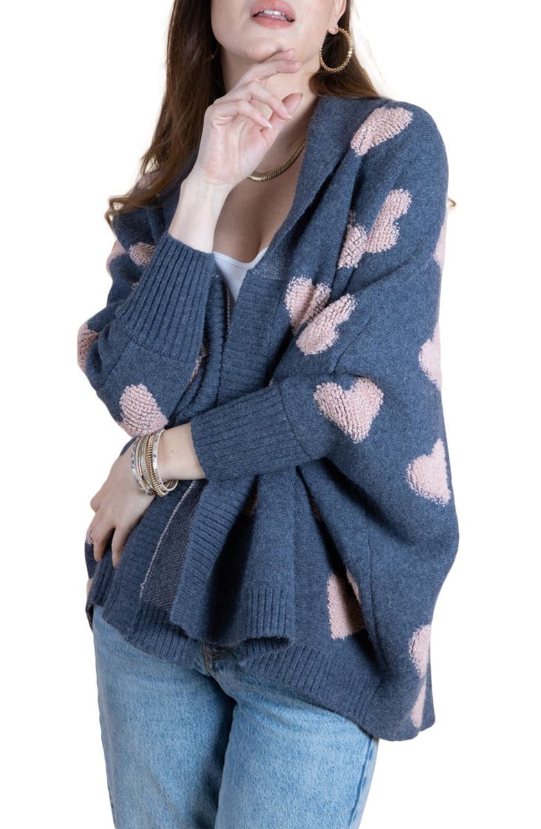 SAACHI Textured Heart Cardigan, Main, color, Denim