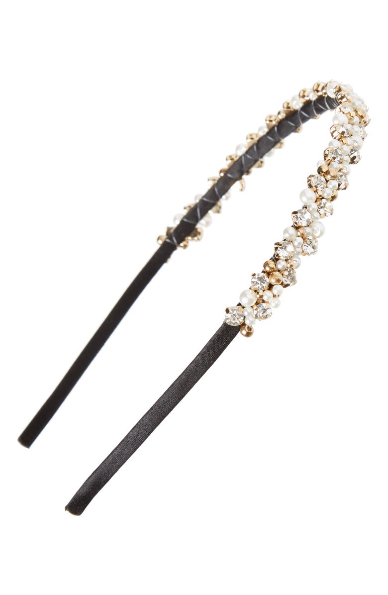 Tasha Imitation Pearl & Crystal Headband, Main, color,
