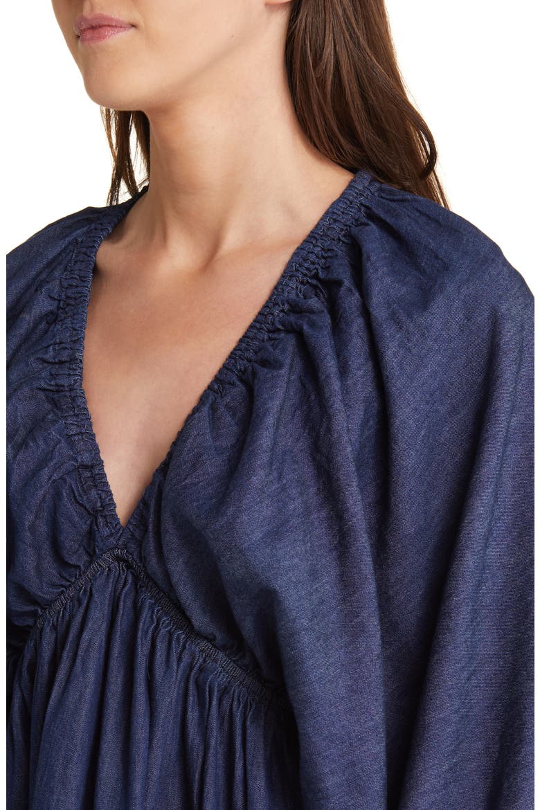Portia Long Sleeve Denim Babydoll Minidress, Alternate, color, INDIGO DARK RINSE