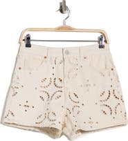 BLANKNYC High Rise Eyelet Embroidered Denim Shorts