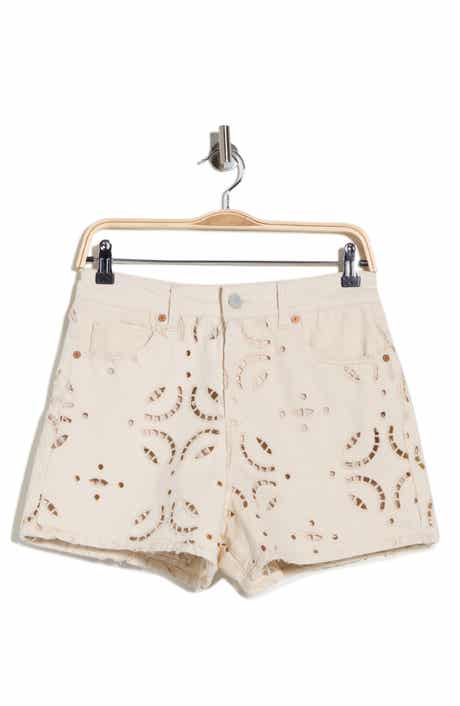 BLANKNYC High Rise Eyelet Embroidered Denim Shorts