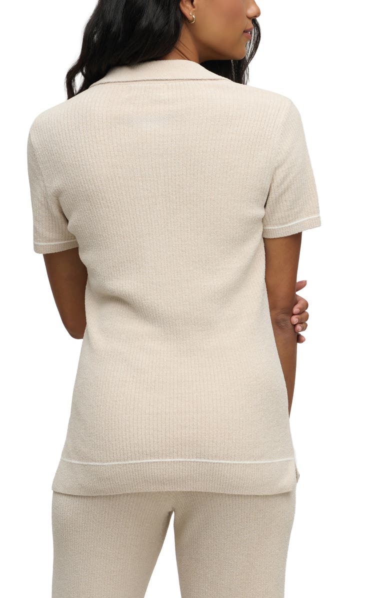 Barefoot Dreams<sup>®</sup> CozyChic<sup>®</sup> Ultra Lite<sup>®</sup> Contrast Stripe Rib Polo, Alternate, color, Stone-Pearl