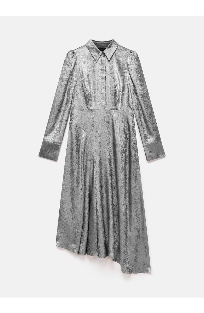 MINT VELVET Metallic Midi Shirt Dress, Alternate, color, Silver