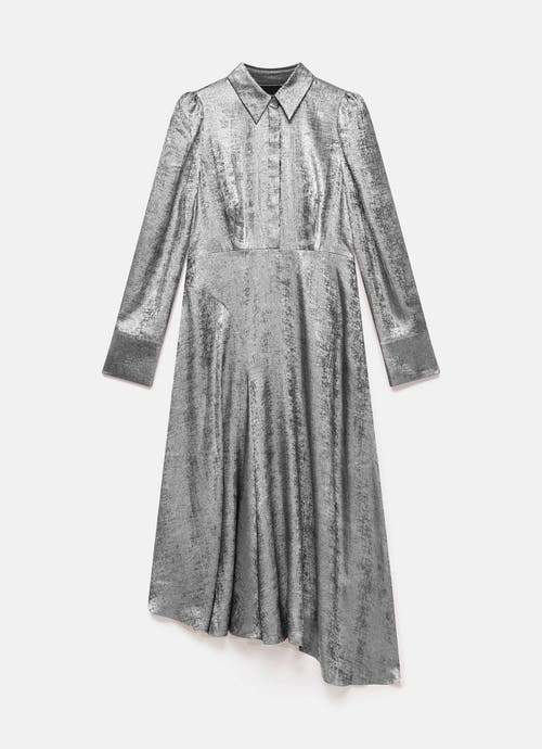 Mint Velvet Metallic Midi Shirt Dress In Gray