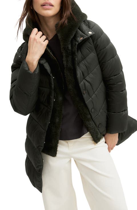 Emmchenzia Faux Fur Trim Water Repellent Puffer Jacket