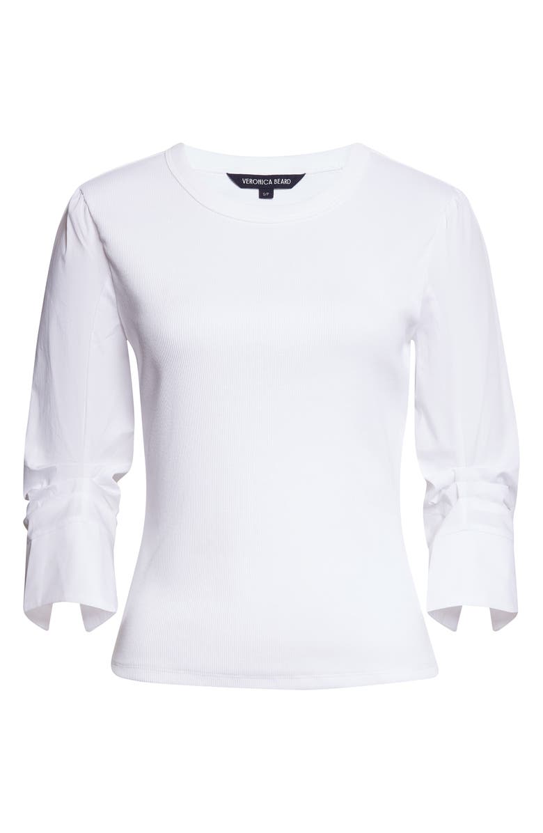 Veronica Beard Junia Mixed Media Top, Main, color, White