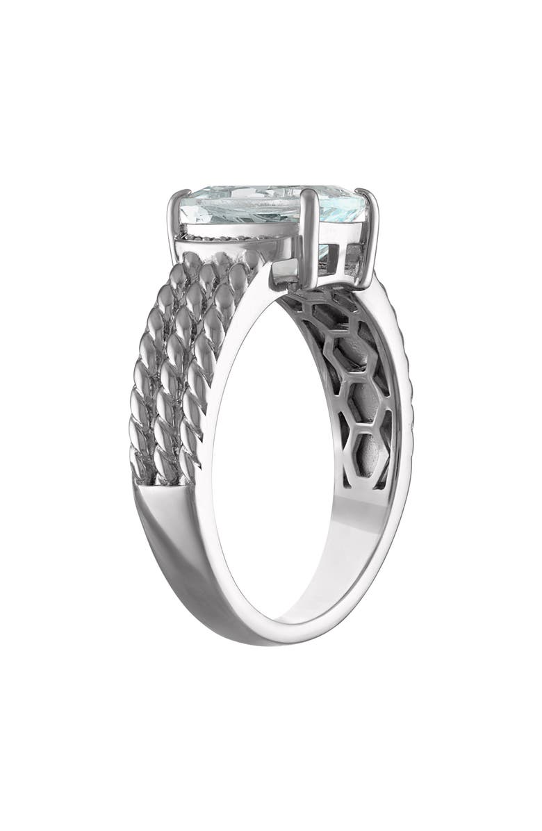 FZN Sterling Silver Cushion Cut Aquamarine & Diamond Ring, Alternate, color, Silver/ Aqua