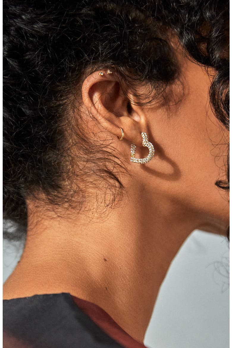 Velma Pavé Heart Huggie Earrings, Alternate, color, GOLD
