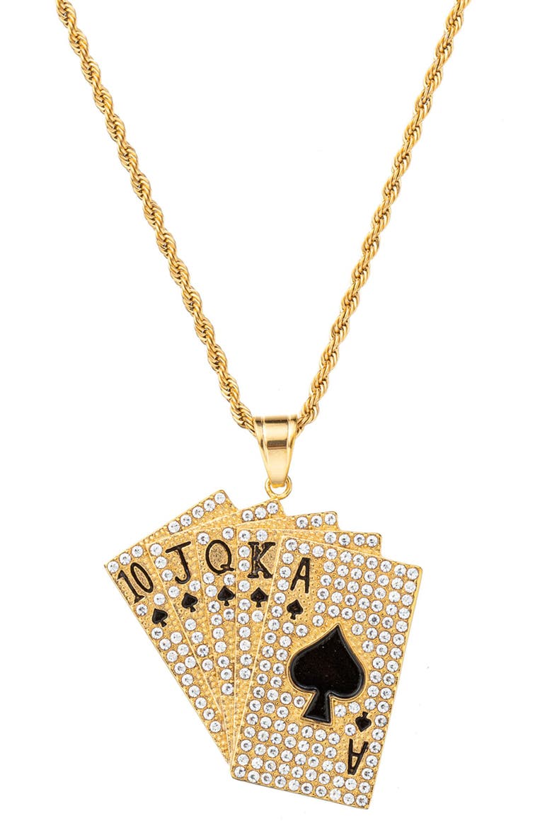 Men's Premium Collection Royal Flush Pendant Necklace, Main, color, GOLD
