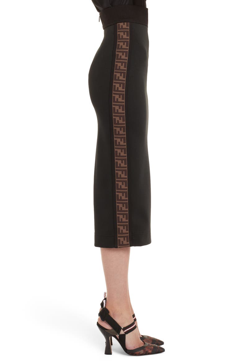 Logo Stripe Jersey Pencil Skirt, Alternate, color, BLACK