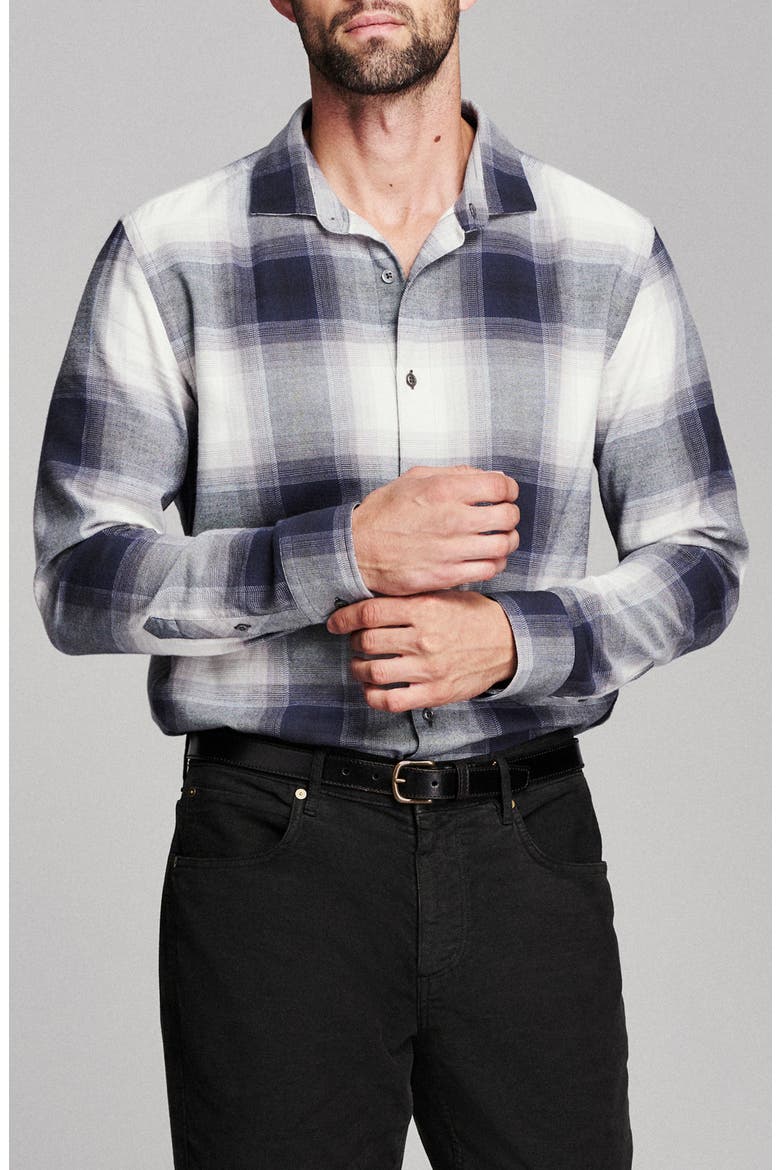 Bold Melangé Plaid Shirt, Main, color, CARBON BLUE