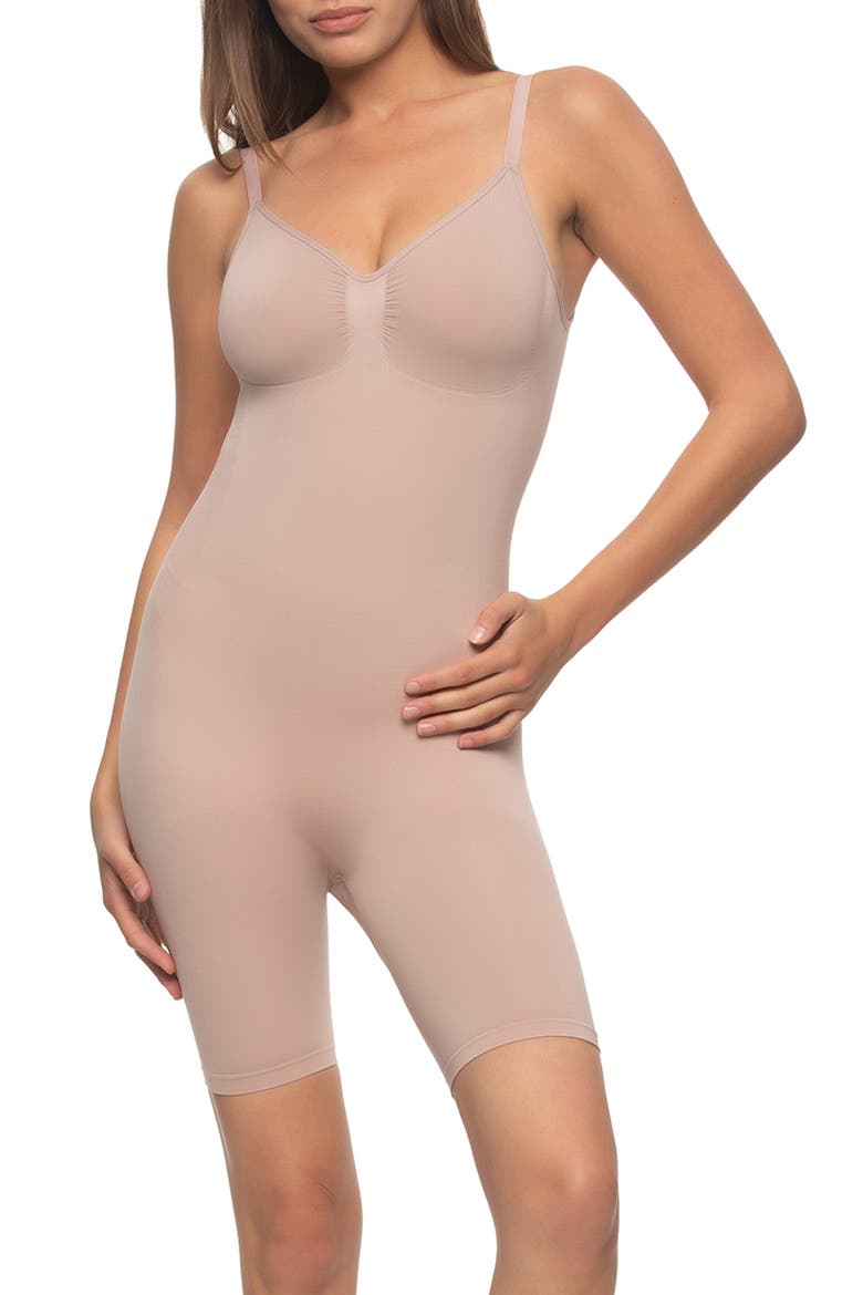 Sculpting Romper, Main, color, ROSE TAN