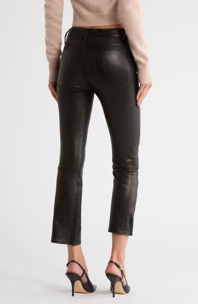 FRAME Le Crop Mini Bootcut Leather Pants, Alternate, color, Washed Black