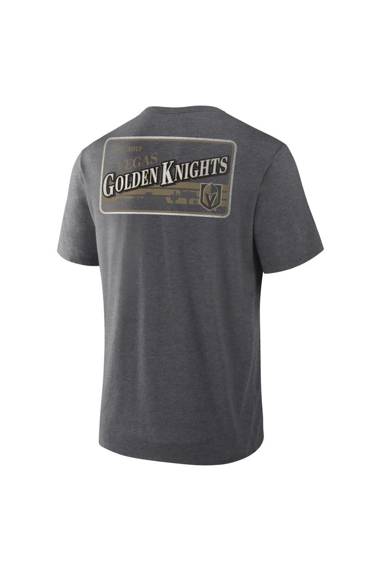 Men's Fanatics Heather Charcoal Vegas Golden Knights Fan Lanes Tri-Blend T-Shirt, Alternate, color, Heather Charcoal