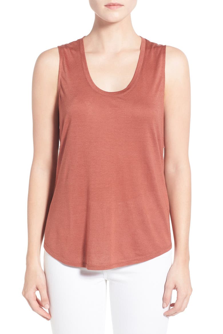 Cutout Drape Back Tank, Alternate, color, BROWN MAHOGANY