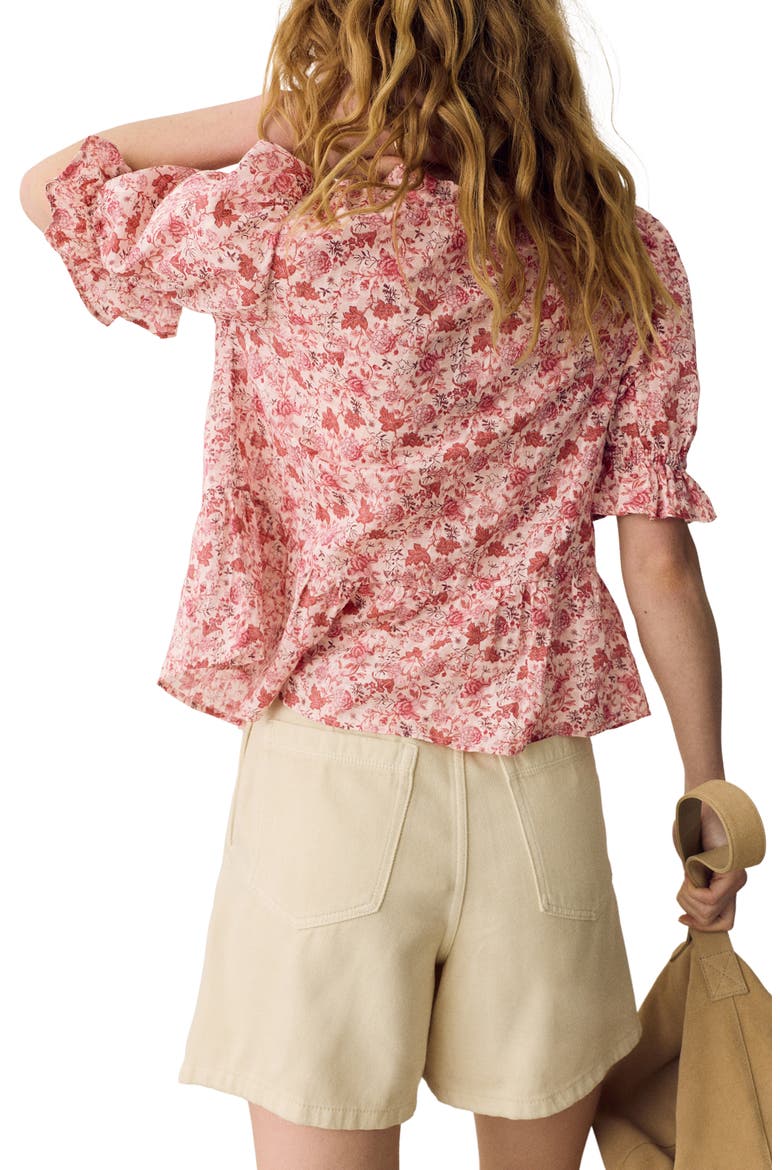 Floral Lace Inset Tie Front Top, Alternate, color, PINK/ MULTI