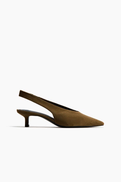 Kitten-heeled Slingbacks
