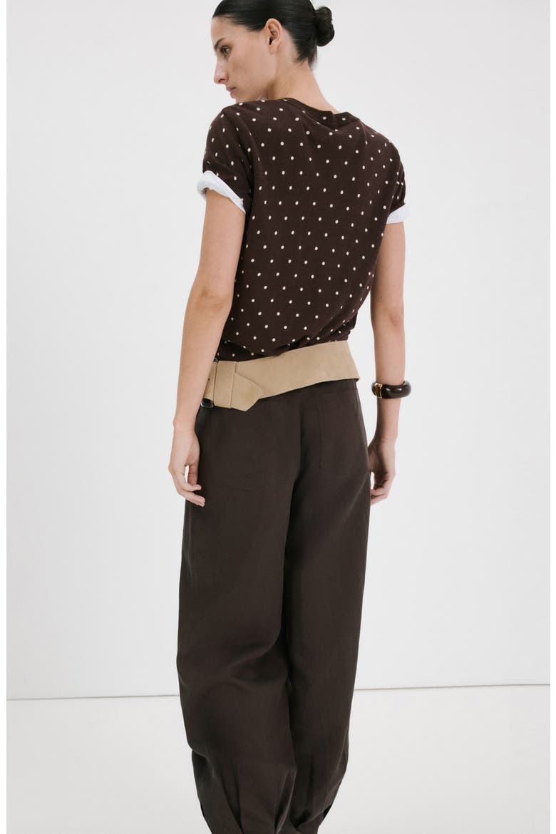 Polka Dot Short Sleeve Sweater, Alternate, color, CHOCOLATE