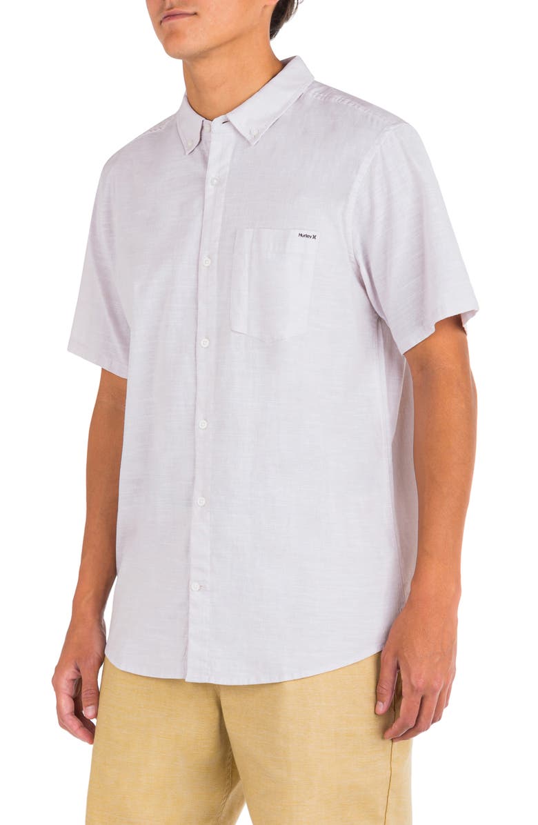 Hurley One & Only Short Sleeve Stretch Cotton Button-Down Shirt, Main, color, 