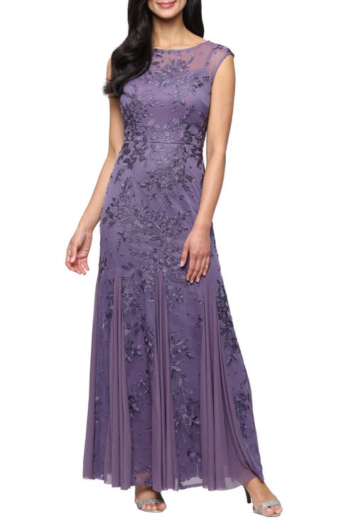 Embroidered Trumpet Gown