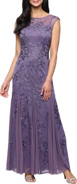 Alex Evenings Embroidered Trumpet Gown