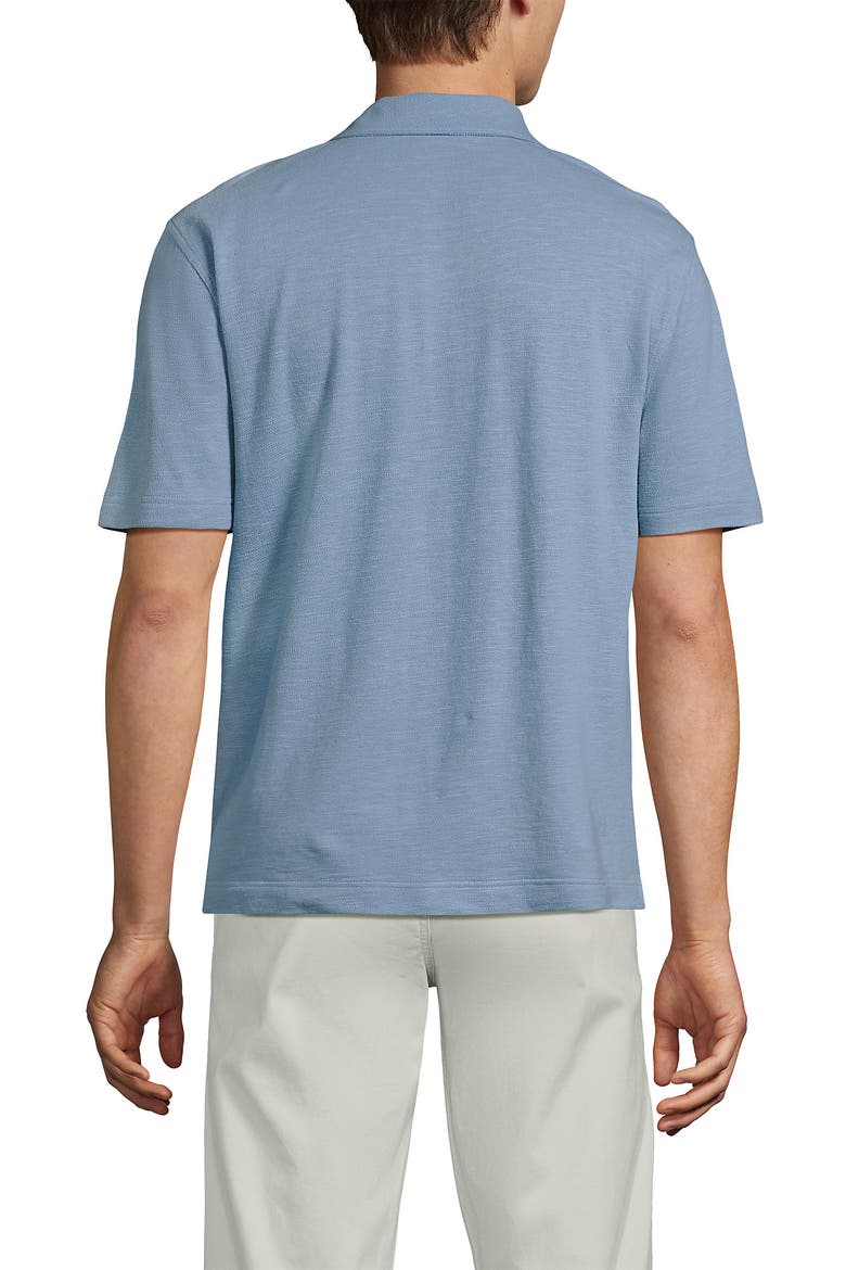 Short Sleeve Cotton Linen Button Through Camp Collar Shirt, Alternate, color, Oasis Blue