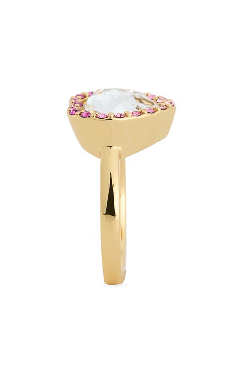 Kurt Geiger London Crystal Heart Halo Cocktail Ring In Multi