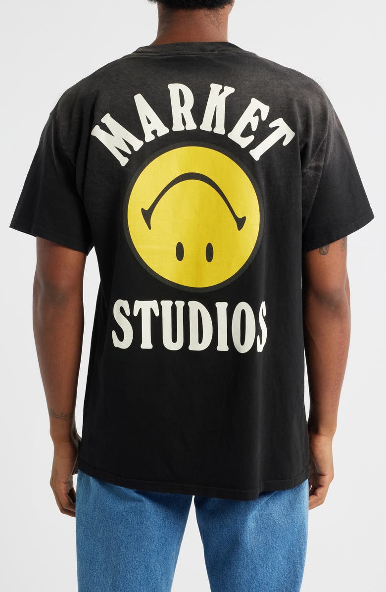 MARKET SMILEY<sup>®</sup> Upside Down Cotton Graphic T-Shirt, Alternate, color, Jet-Black