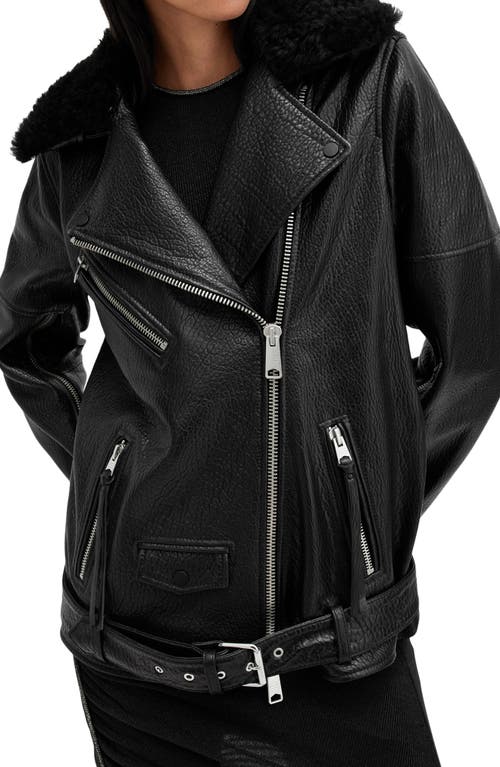 Allsaints Vendra Relaxed Fit Leather Biker Jacket