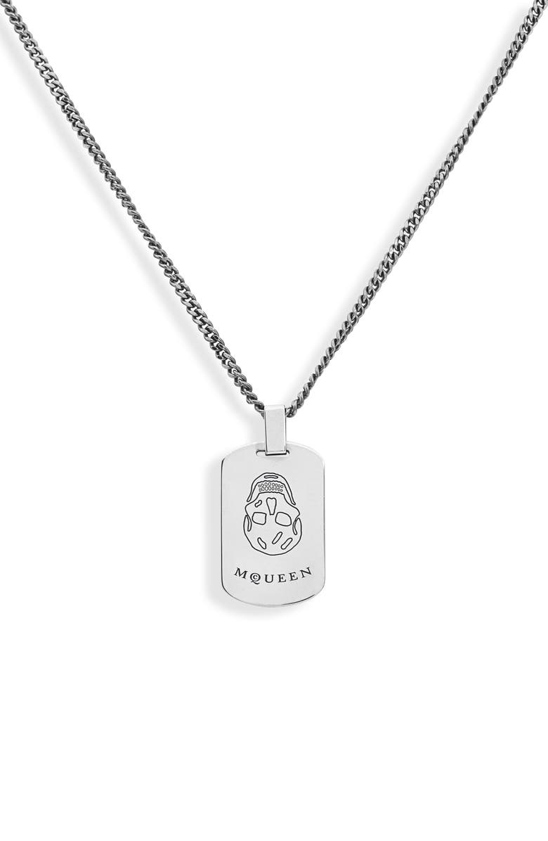 McQueen Skull Plate Pendant Necklace, Alternate, color, Mcq0911sil.v.b Antil