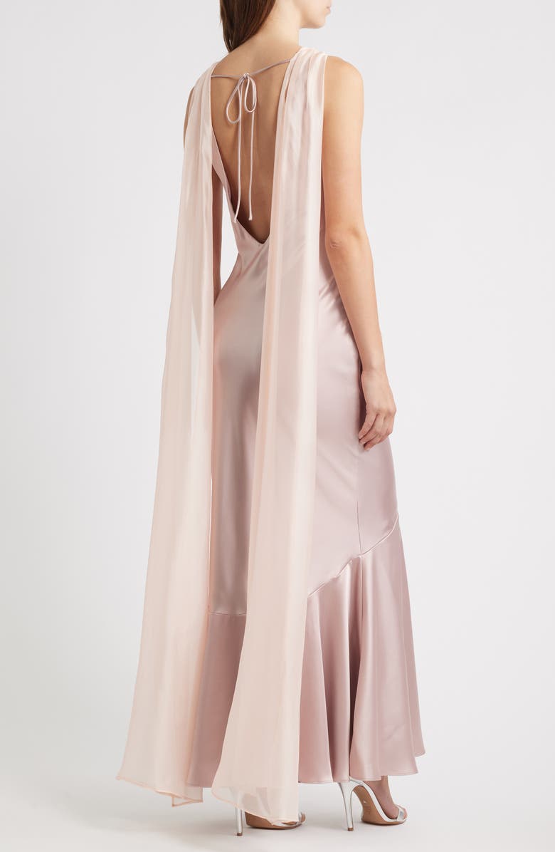 Lulus Aida Tie Back Satin Gown, Alternate, color, Light Mauve