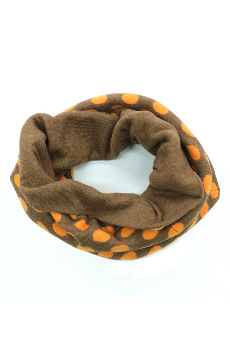 Portolano Polka Dot Neckwarmer, Main, color, Walnut/ Tan
