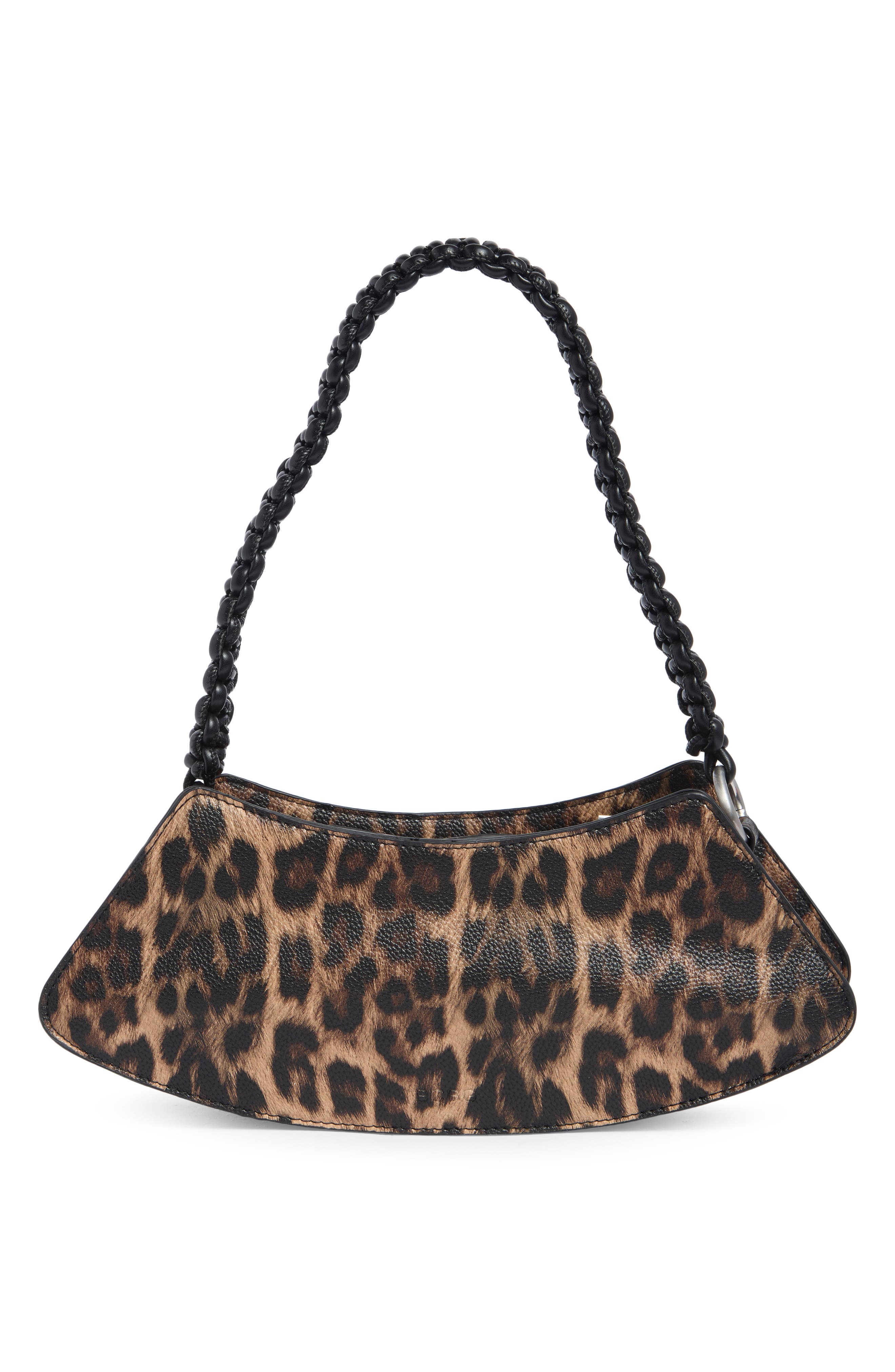 Leopard Faux Leather Curved Baguette Bag, Alternate, color, LEOPARD