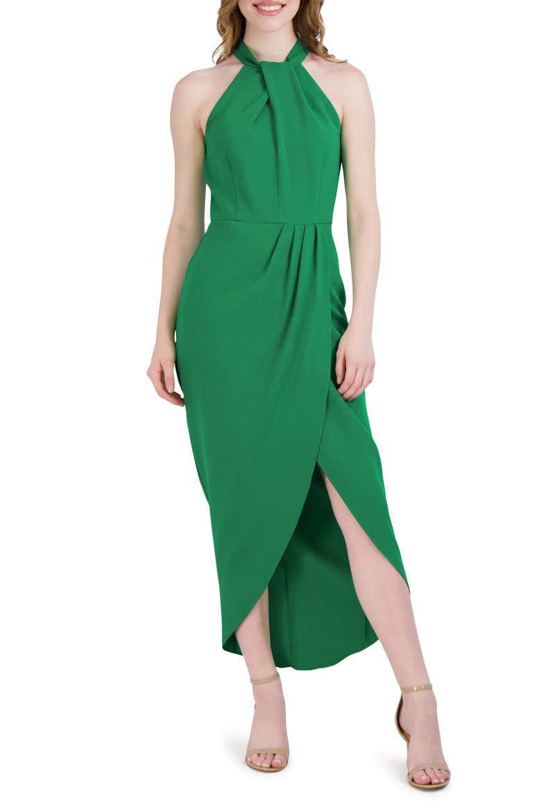 Knot Neck Halter Dress, Main, color, GREEN