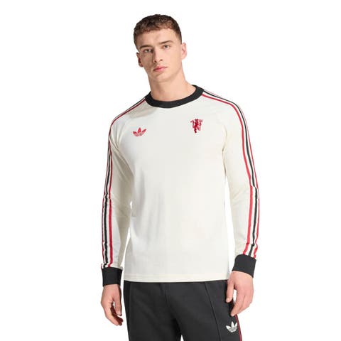 Men's adidas Originals  White Manchester United Culturewear Originals Long Sleeve T-Shirt